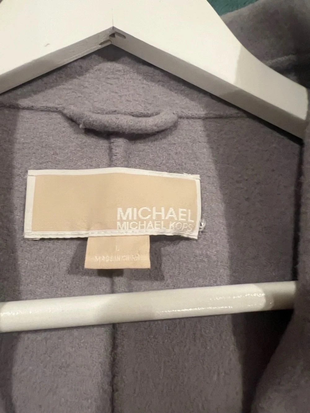 Michael Kors Wool Blend Coat NWT L Lavender Gray Long Trench Coat